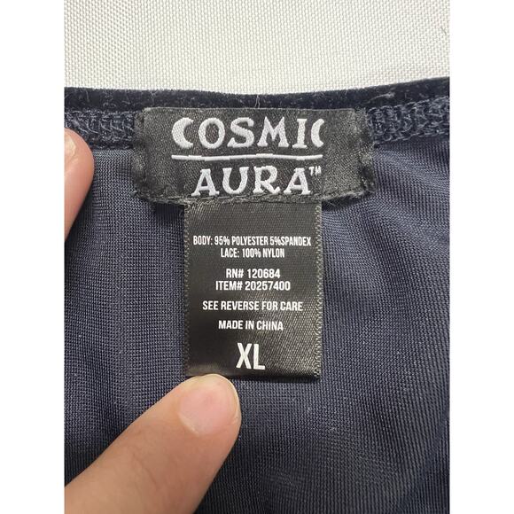 Cosmic Aura Lace Trimmed Velvet Camisole Cropped Tank Top Womens XL Whimsigoth - Picture 3 of 6